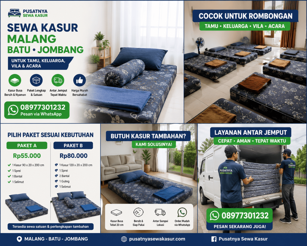 089777301232 Sewa Kasur Tamu Menginap Ngawi untuk kebutuhan tempat tidur tambahan di rumah, villa, homestay, penginapan, kos, kontrakan, hunian sementara, dan berbagai kebutuhan menginap lainnya.